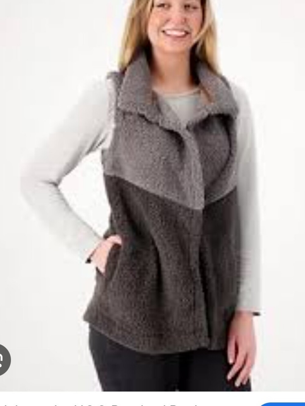 KOOLABURRA BY UGG GREY SHERPA OPEN VEST. FLEECE. FALL. 2 TONE. MED